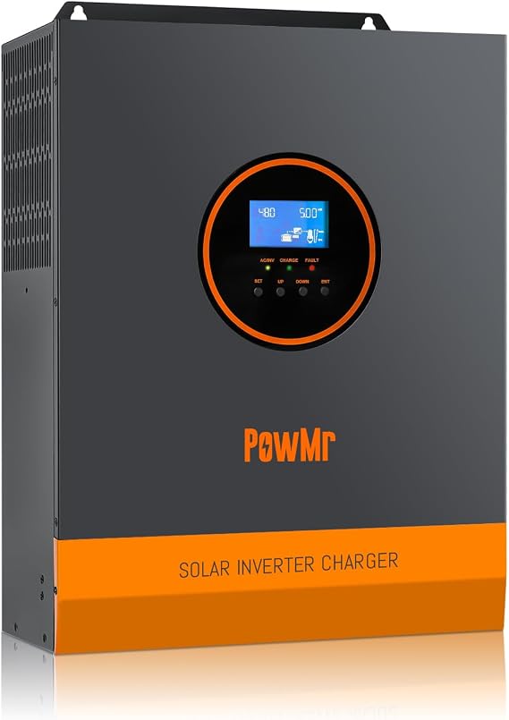 PowMr 3000W Solar Inverter, 24V to 110/120Vac, Pure Sine Wave Power Inverter 3000 watt Max.PV Input 4000W 450V 13A, Built-in 80A MPPT Controller and fit for 24V Lead-Acid and Lithium Battery