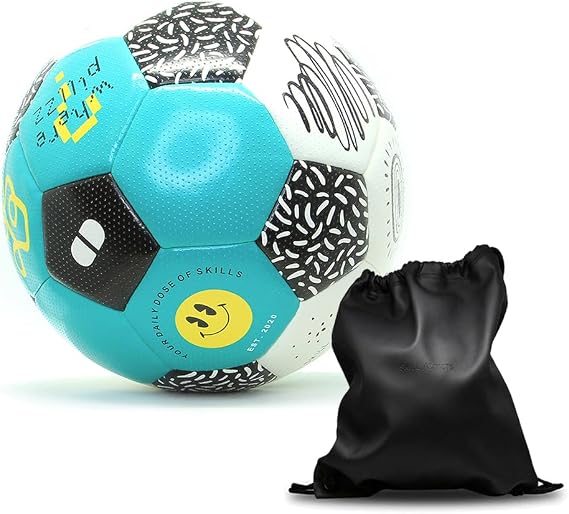Freestyle Football & Bag - Size 5, Training Ball for Tricks | Textured freestyle football ball with grip for tricks and control. Includes SkillAddicts football tricks training app