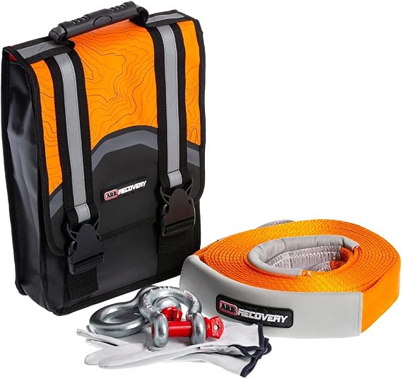 ARB RK12A Weekender Recovery Offroad Accessory Kit for Stuck Vehicles, includes Snatch Tow Strap 17500 Lb + 2 D-Ring Shackles (4.75 ton) + 2 Premium Recovery Leather Gloves+ Upgraded Organizer Bag