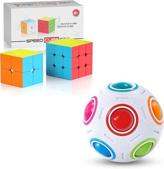 Vdealen 2x2x2 3x3x3 Speed Cube Set & Magic Rainbow Puzzle Ball
