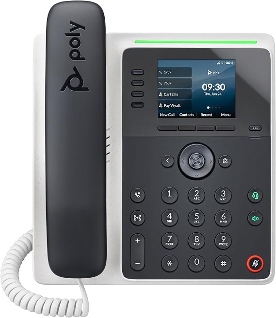 Plantronics Poly Edge E220 IP Desk Phone (Plantronics + Polycom) Designed for use in Common Areas 4-Line Keys Supporting up to 16 Lines - Integrated Bluetooth for Mobile Phone and Headset Pairing