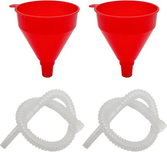 2 PCS Funnels for Automotive Use, Flexible Plastic Wide Mouth Funnel with Long Hose, Filling Funnel for Engine Oil Gas Fuel Water Fluid Liquid Transmission, Car Accessories