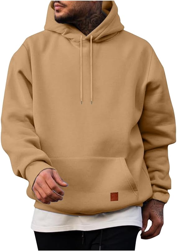Hoodies for Men Long Sleeve Big and Tall Hooded Sweatshirts with Pockets Casual Fall Winter Fleece Pullover Tops