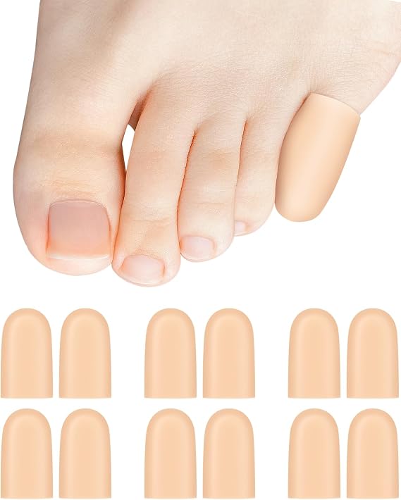 PGRODE Gel Pinky Toe Caps Silicone Little Toe Protectors, 12-Pack, Small