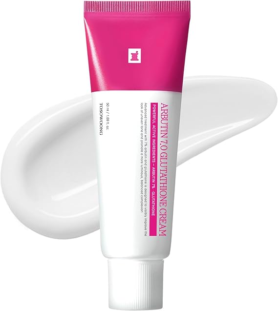 TOSOWOONG Arbutin 7% Glutathione Cream for Dark Spots, Uneven Tone, Glow | 70,000ppm Arbutin + 5,001ppm Glutathione, Niacinamide, Brightening for Freckles, Dark Spots & Dullness, K-Beauty, 1.69 fl oz