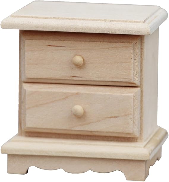 Delightful Mini Furniture Including Beautiful Dollhouse Furniture Mini Bedside Tables Creative Living Environment 1/12 Dollhouse Smooth Made Of Wood. 1 12 Miniature Cabinets