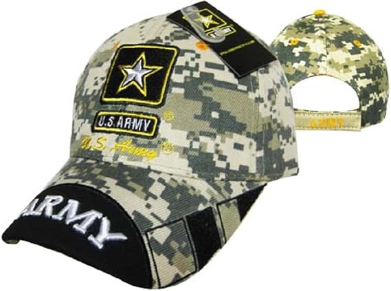 United States Army Star Black Bill Camo Camouflage Digital Embroidered Cap Hat 601UC