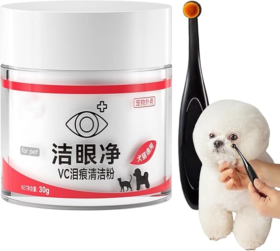 AOYEBO Dog Tear Stain Remover Powder - Gentle Eye Stain Formula for Sensitive Areas, Tear Stain Treatment for White Dogs & Puppies (Portable Design)