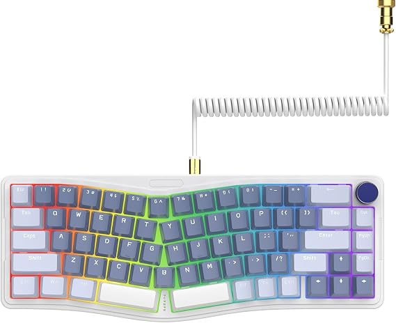 AJAZZ AKS068 Wired Mechanical Gaming Keyboard with CNC Knobs-Purple