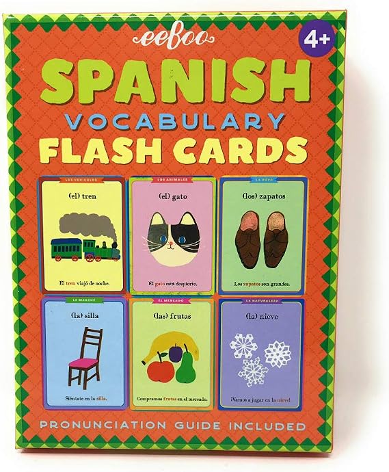 eeBoo: Spanish Vocabulary Flash Cards, Learn Spanish, Imaginative Problem Solving, Educational Games that Cultivates Conversation, Socialization, and Skill-Building, Perfect for Ages 4 and up