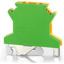 Erayco USLKG2.5N DIN Rail Mounted Ground Circuit Connection Terminal Block, 600V 20A, 24-12 AWG, Screw Clamp (Pack of 50)