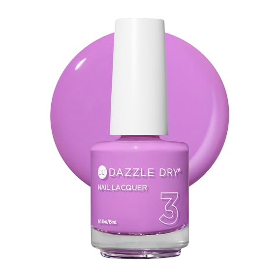 Dazzle Dry Nail Lacquer, Step 3 In The Moment (0.5 fl oz) | A Vibrant Orchid Purple Full Coverage Cream Finish Quick-Dry