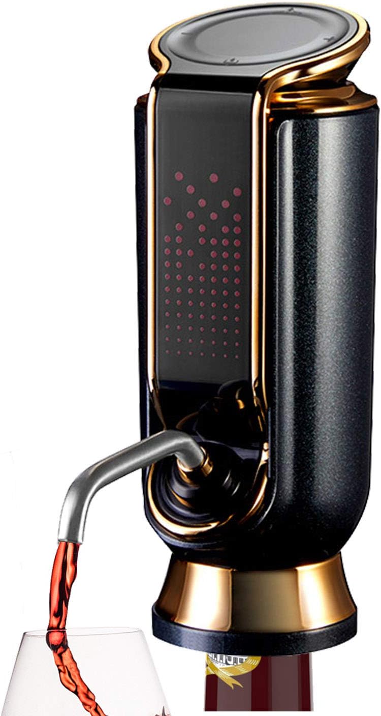 Electric Wine Aerator and Pourer, ELMWAY Keep Fresh Wine Decanter Pump Dispenser One-Touch with USB Chargeable LED Touch Display Air Decanter Smart Multi-function Wine Dispenser