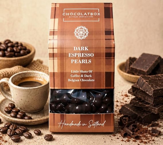 Chocolatbox Belgian Dark Chocolate Covered Coffee Beans, 56% Cocoa