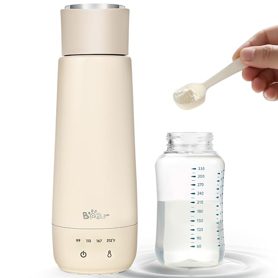 Bear Milk Warmer, Fast Water Warmer for Baby Formula with 10 Oz Large Capacity, Accurate 4 Temp Setting and Automaticlly Keep Warm, Compact Bottle Warmer(No Battery, 110V Only)