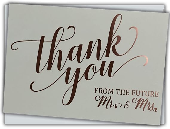 Honeyplum Bridal Shower Thank You Cards With Envelopes, Set of 36 | Elegant Rose Gold Foil Lettering For Wedding Shower, Engagement Party Thank You Cards