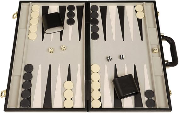 Deluxe Backgammon Set - 18" Classic Board, Black Case