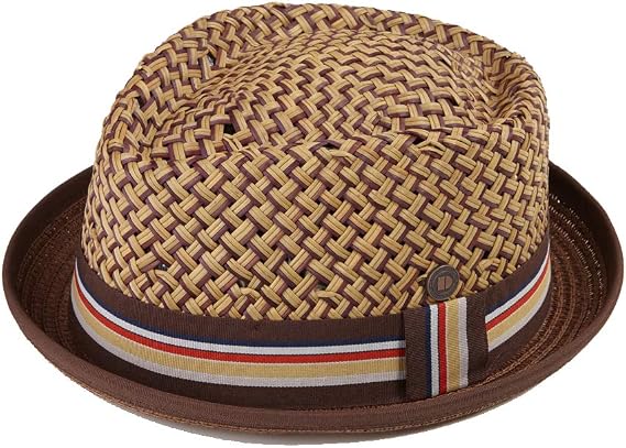 DASMARCA Mens Summer Straw Retro Porkpie Hat