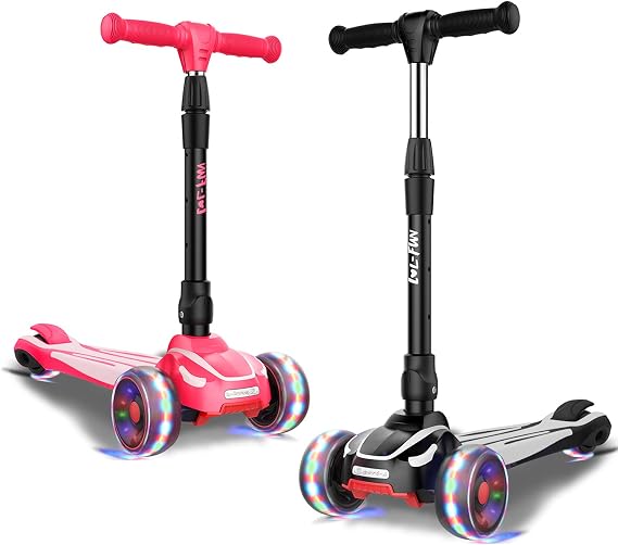 LOL-FUN Toddler Scooter for Kids Ages 3-12 Years Old Boy Girl - Bundle Black & Pink