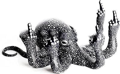LGYKUMEG Fucktopus Decoration,Resin Creative Luminous Animal Ornaments,Personalized Middle Finger Hand Statue,4.72X5.12 Inch Funny Tabletop Decoration,Black