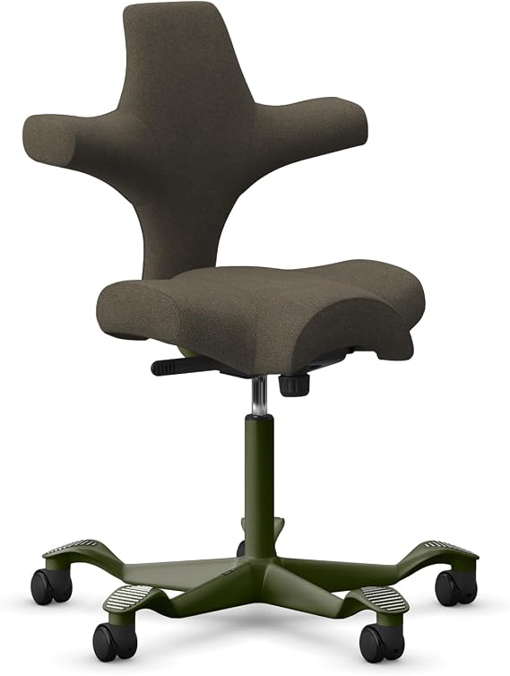 HAG Capisco Sit to Stand Chair-Moss Green Frame-Upholstered Gray Dove