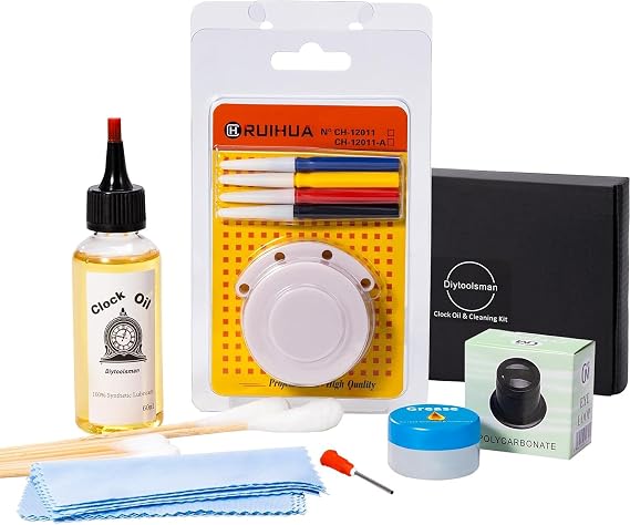 100% Synthetic Clock Oil kit, Lubricate and Cleaning for Grandfather, Cuckoo, Mantel, and All Other Clocks, Easy-Follow Oiling Instructions