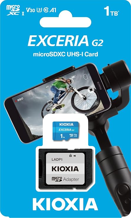 KIOXIA EXCERIA G2 1TB microSDXC Hafıza Kartı – UHS-I U3 V30 C10 A1, 100MB/s Okuma, 50MB/s Yazma, 4K