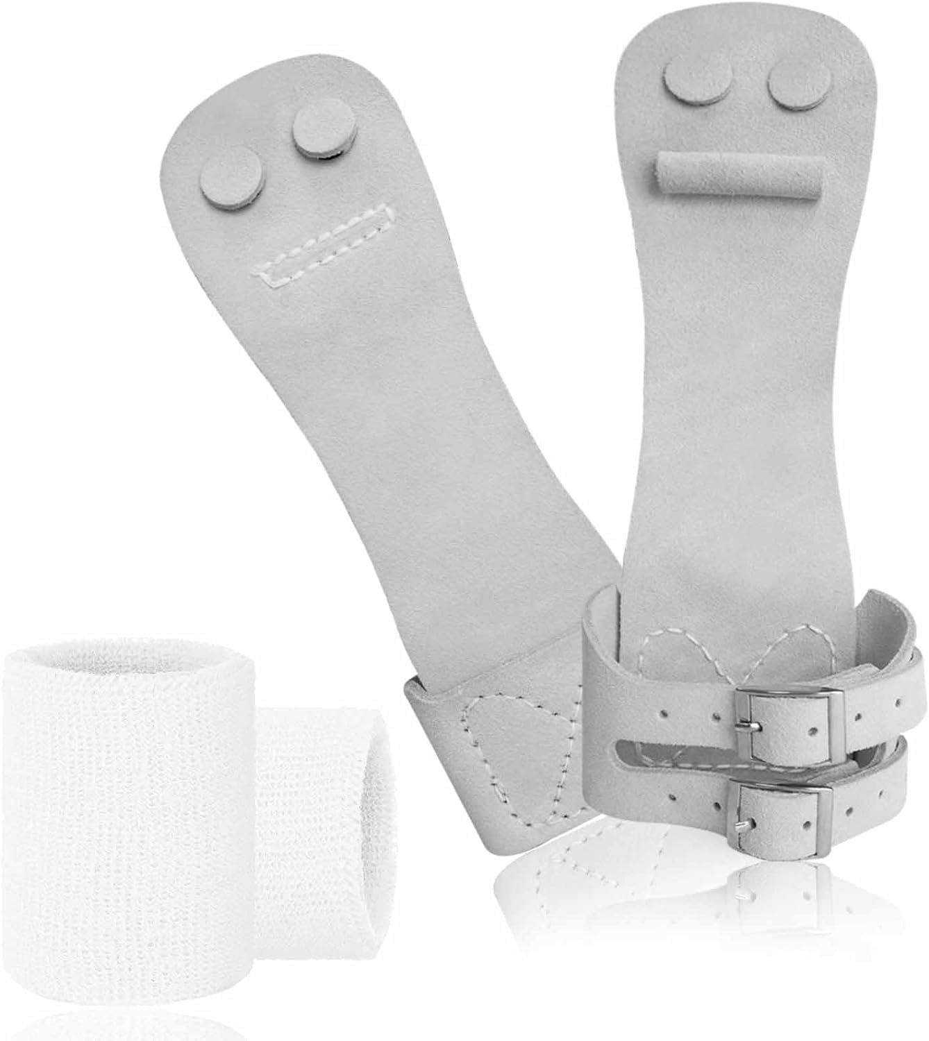 FINGER TEN Gymnastics Hand Grips Guards Leather Double Buckle for Bars Girls Women with Wristbands, Gymnastics Gloves Palm Protection with Wrist Support for Weightlifting Workout