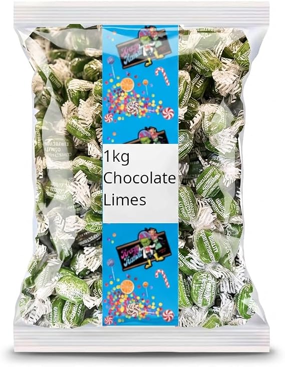 Krazy Kandi Chocolate Limes Hard Boiled Sweets 1kg Bulk Bag Individually Wrapped | Zesty Citrus Shell with a Smooth Cocoa Centre | Classic Retro Confectionery for Sharing