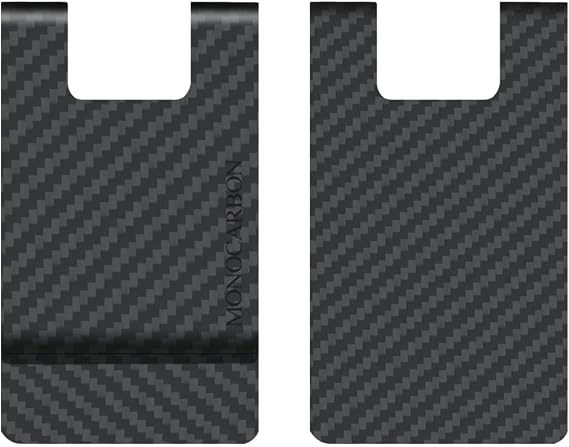MONOCARBON Genuine Carbon Fiber Wallet for Men Slim Lightweight RFID Blocking Front Pocket Credit Card Holder Case Matte Black Matte Black GZ Clip Carbon Fiber Wallet for Men, Matte Black, GZ-Clip