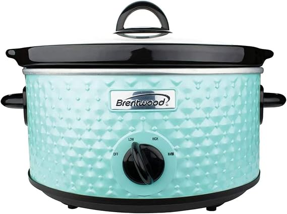 3.5-Quart Diamond-Pattern Slow Cooker (Blue)