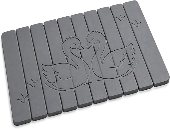 AWW Stone Bath Mat, Swan Pattern