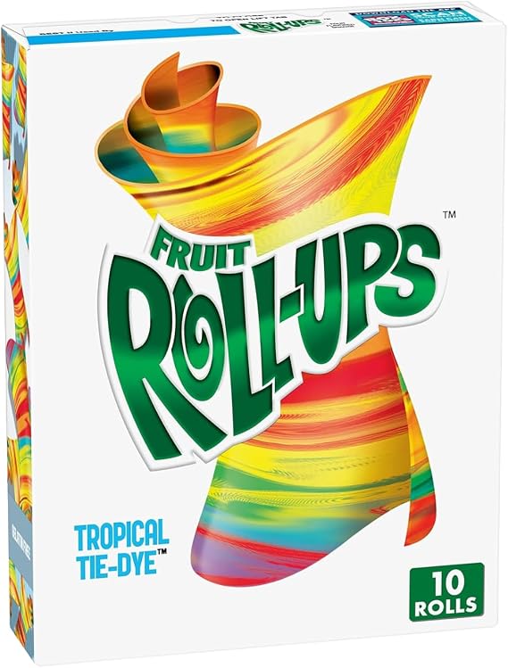 Fruit Roll-Ups Tropical Tie-Dye Fruit Snacks – 10 Rolls – Gelatin-Free Colourful Fruit Treats
