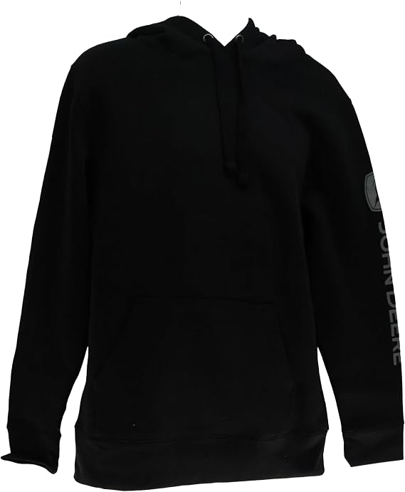 John Deere Solid Hoodie with Logo on Sleeve Black