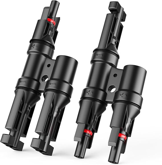 RICH SOLAR Solar Panel T Branch Connectors Y Connector in Pair MMF+FFM Parallel Connection Between Solar Panels