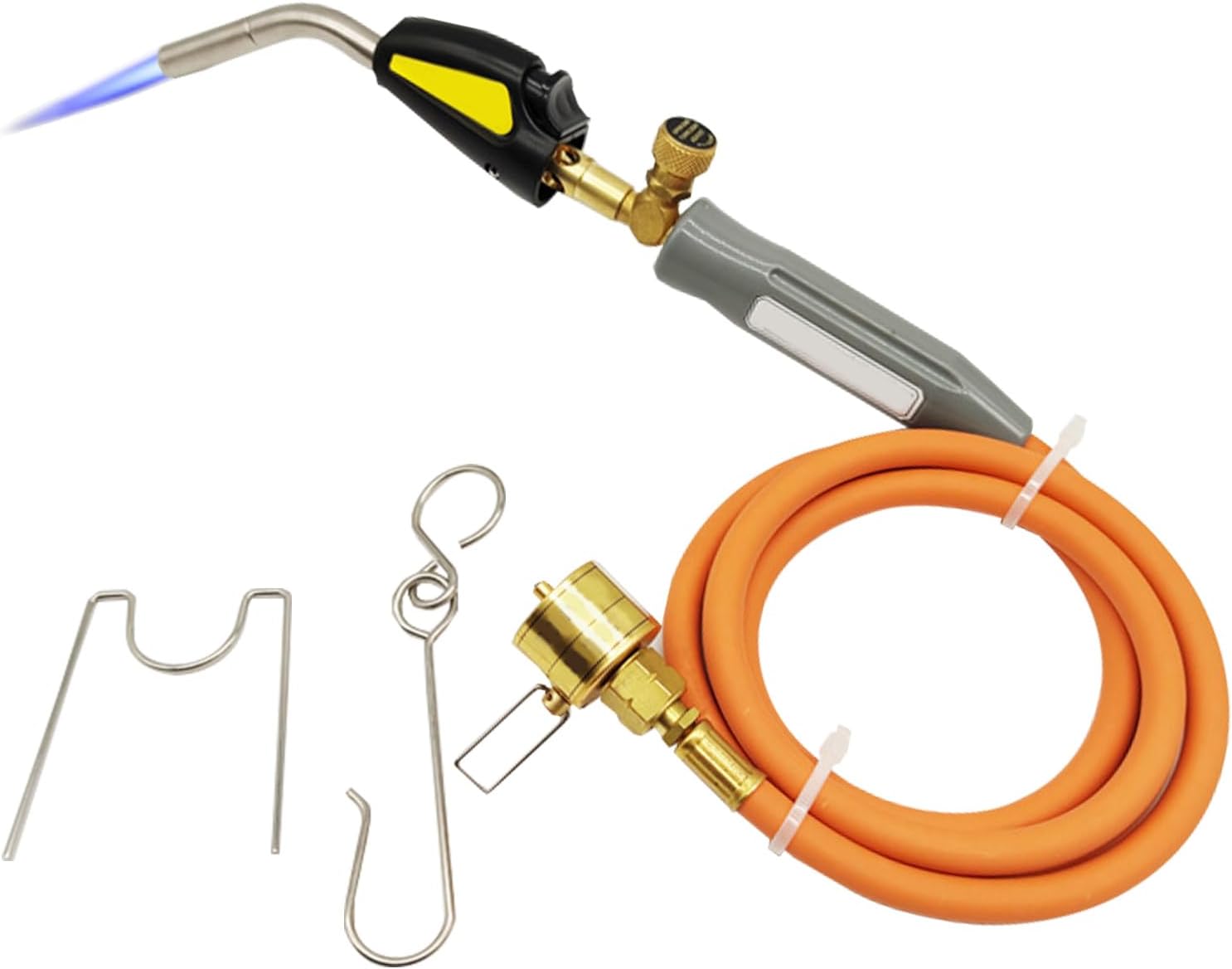Gas Torch, MAPP Propane Torch with 1.5m Tube and Adjustable Flame Valve Automatic Trigger and Adjustable Flame Control CGA600 Interface