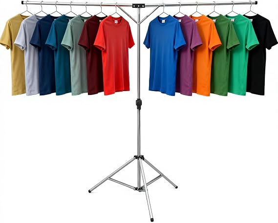 Foldable Portable Space Saving Clothes Drying Rack, Heavy Duty Stainless Steel Laundry Drying Racks, Adjustable High Capacity Garment Rack, with Windproof Hooks.
