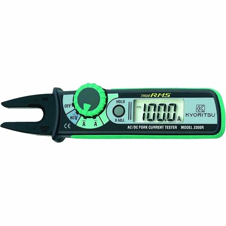 Kyoritsu 2300R True RMS AC/DC Fork Current Tester, 100Amp, 10mm Conductor