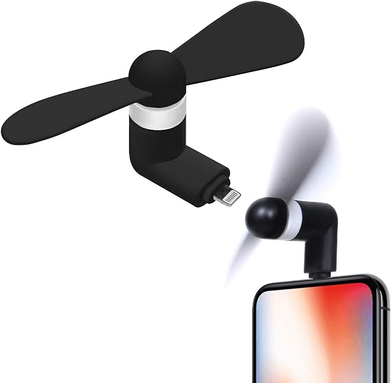 Cellet Portable Mini Phone Fan for iPhone with Lightning Connector Compact Cooling USB Fan Attachment, Quiet & Lightweight Handheld Gadget for Travel, Outdoor, Office, and Hot Summer Days