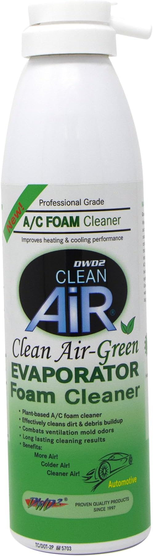 DWD2 KEEP IT CLEAN Clean Air Green Eco-friendly Automotive Foaming AC Cleaner with Plant-Based Enzymes, Non-Toxic and Biodegradable Formula for Deep Cleaning and Odor Removal (8 oz.)