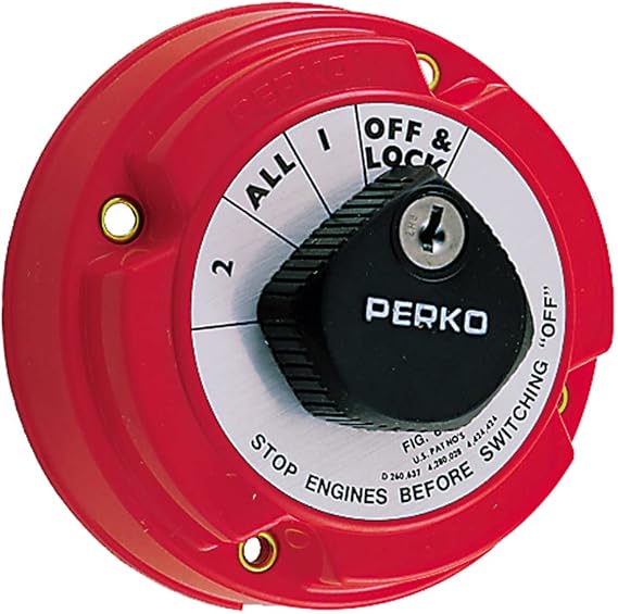 Perko 8502DP Locking Battery Selector Switch , red