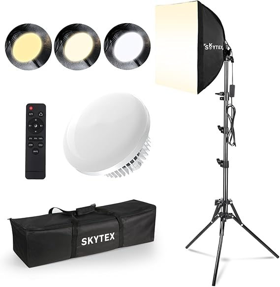 Skytex Softbox Lighting Kit 16x16in Soft Box 1Pack Upgrade 135W 2700-6400K 100V-240V E27 LEDBulb Continuous Photography Lighting,Photo Studio Light Equipment for Camera Shooting Video Recording