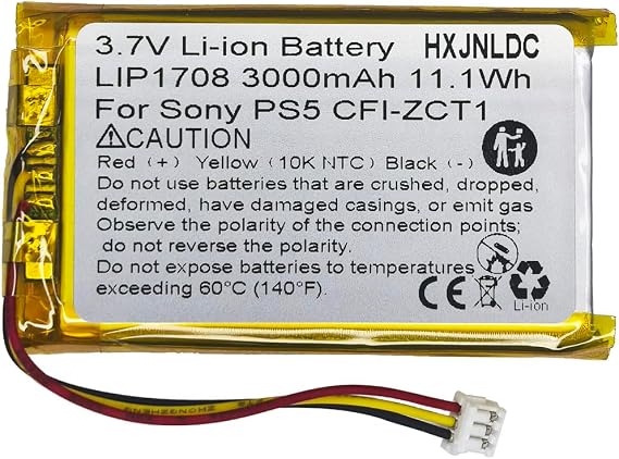 DC 3.7V 3000mAh LIP1708 Rechargeable Lithium-ion Battery for Sony PlayStation 5 Dualsense PS5 Wireless Controller CFI-ZCT1 W B U Replace Battery Pack