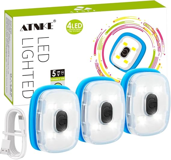 ATNKE USB Type C Rechargeable Light for LED Knit Beanie Hat, Easy Install Quick Release Replaceable Hands Free Headlamp/White Light/3PC