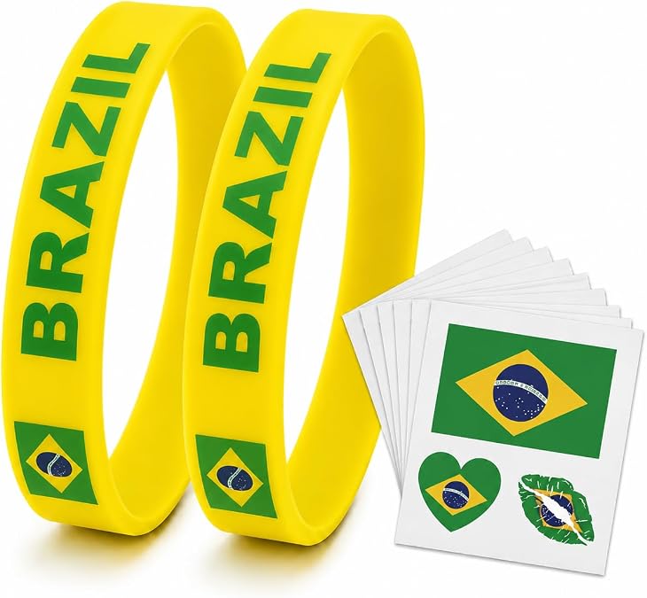 Flag Temporary Tattoos & Wristbands, 12-Piece Party Set