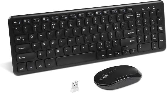 Wireless Keyboard and Mouse Combo, CHUYI Full-Size Cordless Keyboard and Silent Mouse with 3 DPI for Mac, Windows 7/8/10, MacBook, iMac, PC, Computer,