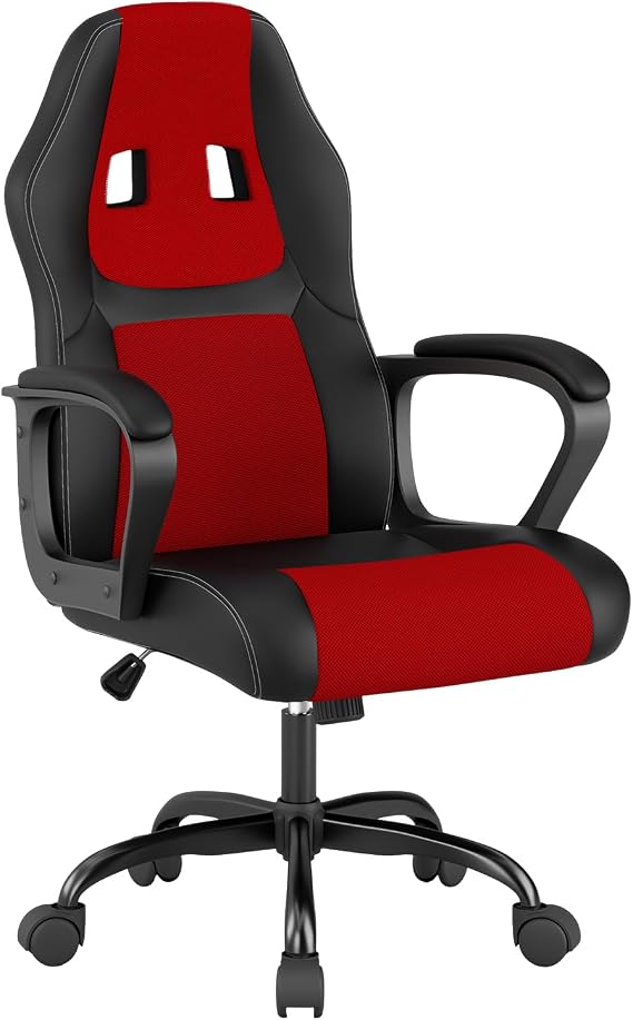 PayLessHere Gaming Chair Ergonomic Office Chair Computer Chair with Lumbar Support Ergonomic Pu Leather Adjustable Height Executive Chair for Women Men and Adults,Red