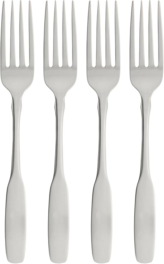 Oneida Paul Revere Fine Flatware Dinner Forks, Set of 4 , 18/10 Stainless Steel, Silverware Set, Dishwasher Safe