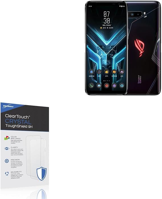 BoxWave Screen Protector Compatible with ASUS ROG Phone 3 - ClearTouch Crystal ToughShield 9H (2-Pack), Clear 9H Tough Flexible Film Screen Protector