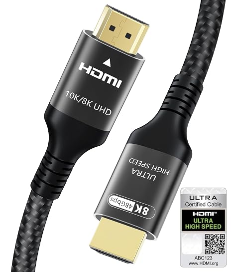 Certified 10K 8K 4K HDMI 2.1 Cable 2M, 48Gbps Ultra High Speed HDMI® Lead